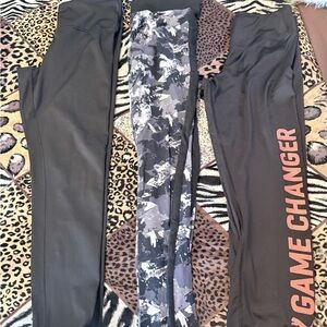 Puma Black and Gray Leggings with Red Accents